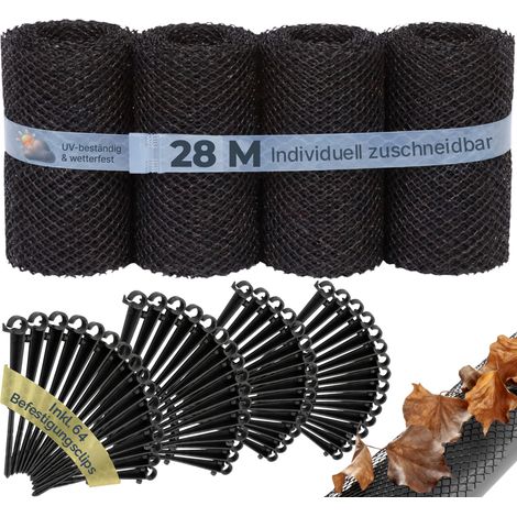 MONZANA® 24m Gutter Protection with 64 Fastening Clips 4 x 6m Weatherproof Leaf Guard Flexible Versatile Rain Gutter Debris Cover Trimmable Can Be Cut to Size Black