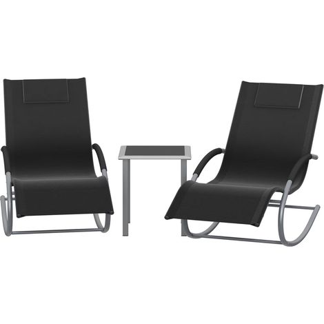 Ensemble Mobilier de Jardin 3 Pièces avec 2 Fauteuils Balançoires et Table – Set Lounge Extérieur Jardin Piscine (1/5)