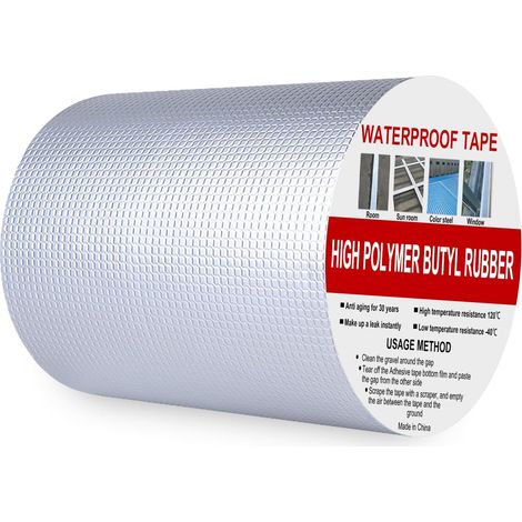 Large Ruban Etancheite Toiture Butyle 150mm x 5m, Bande Etancheite Autocollante Fissure de Surface, Rouleau Bitume Toiture Écart pour Réparer le Toit, Bitume, Correctifs Imperméables (1/5)
