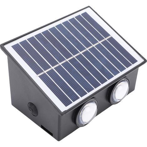Applique solaire murale étanche IP65, éclairage intelligent à détection de mouvement, multifonctionnelle, lumière chaude solaire vers le haut et vers le bas. (1/5)