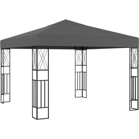 gazebo en tissu gris anthracite de 3 x 3 mètres (1/2)