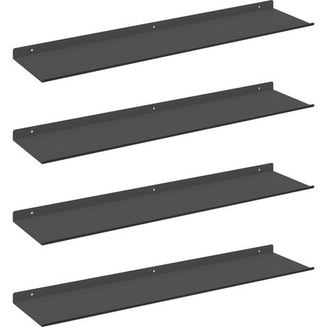 Estante flotante 4 pcs Negro 80 x 18 x 2,5 cm Acero vidaXL