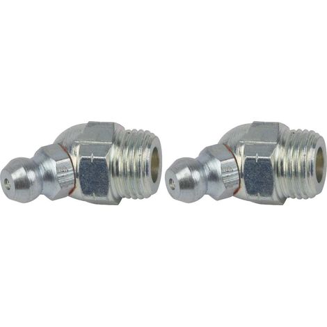 2x graisseur 1/8 BSP angle 45° embout graissage pompe à graisse manuelle hydraulique tracteur engin agricole tractopelle