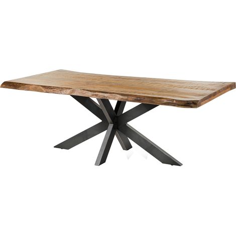 FREEFORM 5 Tavolo da pranzo in legno di mango - verniciato natur / gambe incrociate antracite lucido 220x100