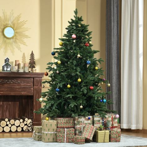 Sapin de Noël artificiel 1,8 m, sapin de Noël en PVC, PE et métal, vert Ø120 x 180 cm (1/4)