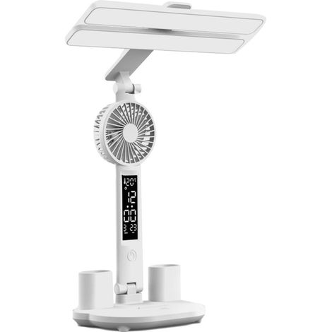 Lampada da scrivania con orologio, lampada da scrivania delicata per gli occhi con doppia testa, luce da lavoro ricaricabile, luce notturna multifunzionale, scrive (1/5)