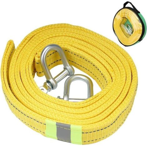 Sangle de Remorquage Haute Résistance 5 m – Crochets de Sécurité en D – Capacité de Charge 5 T – Pour Treuil et Remorquage Professionnel (1/4)
