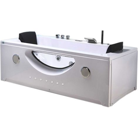 Baignoire hydromassage blanc Chromothérapie 180 X 90 cm 8 jets – Eden (1/5)