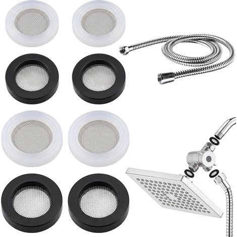 Joint Douche, Lot de 8 Rondelle Caoutchouc, Filtre Pommeau de Douche pour Robinet Pommeau de Douches, pour Raccords de Flexible de Douches (1/5)