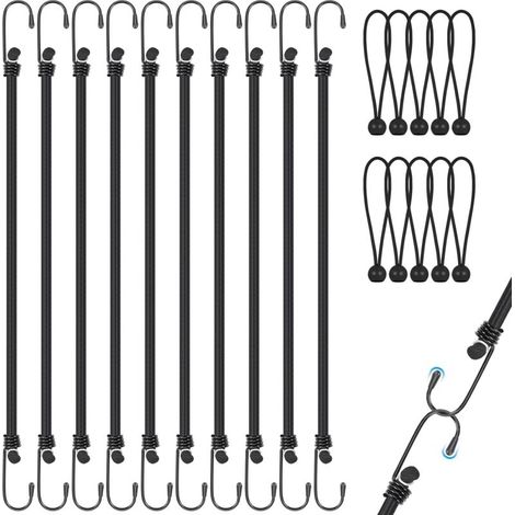 Bardusch-10 tendeurs élastiques de 30 cm avec crochets, résistants UV, pour barres de toit, bagages et camping (1/5)