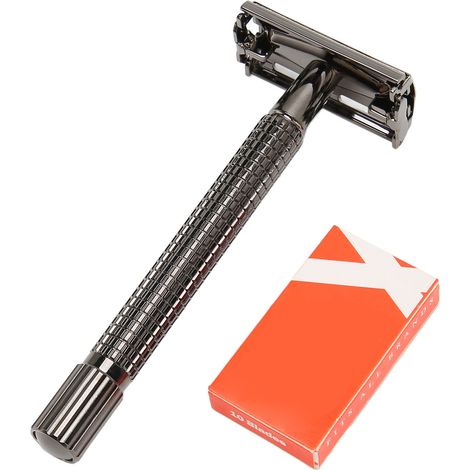 Tondeuse à barbe manuelle homme, coupe-barbes en alliage, portable et ergonomique, double lame de sécurité, rasoir de précision pour moustache et contour. (1/5)