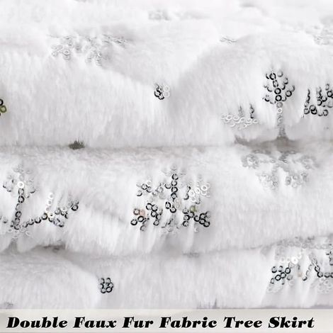 Tapis de sapin de Noël à paillettes et flocons de neige Tapis de sapin de Noël long en peluche Tapis de sapin de Noël, tapis de sol pour les fêtes de Noël (1/5)