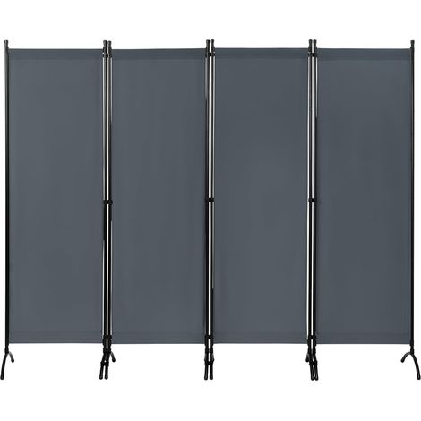 Woltu – Paravent pliable 224x182cm – Écran de confidentialité en tissu polyester 160g/m² – Brise-vue pour intérieur et extérieur – Pied en métal gris foncé