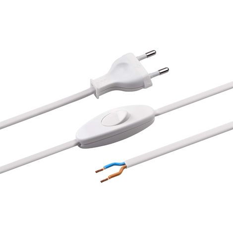 Meister cavo 2 m, H03VVH2-F 2 x 0,75, colore bianco, con interruttore, 7442510