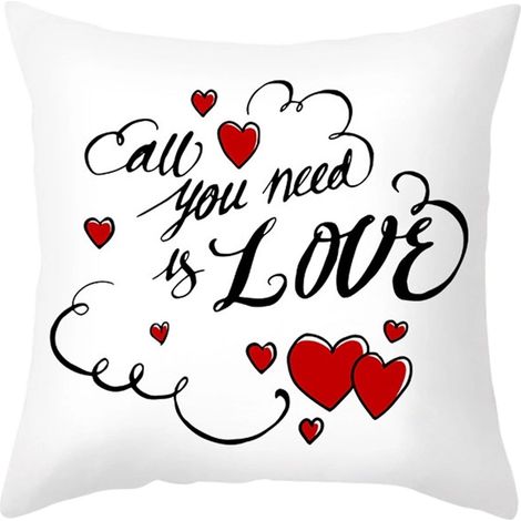 Housse De Coussin - Motif Coeur Et Texte You And Me - 45 X 45 Cm - Décoration Intérieure Thème Amour - Lot De 1 (1/5)