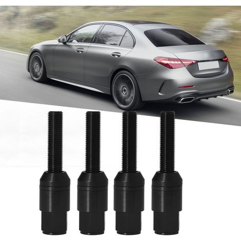 Kegelradschraube M12 x 1,5 aus Stahl-Aluminium-Legierung mit Kegelsitz, Radmutter mit Kappe, 33 mm Kegelmittenabstand, 45 mm Schraubenlänge, BMW-kompatibel, schwarz (1/5)