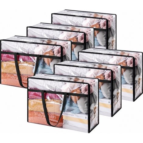 Sacs de rangement transparents pour couettes, grande capacité, en PVC imperméable, pour déménagement en résidence étudiante, 40 L (60 L) x 6 pièces (1/5)