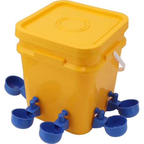 Automatische Hühnertränke mit 12-Liter-Handfass, Hühnertränke für Gänse und Enten, Eimer + blauer Vogelnapf + schwarze Schrauben (1/5)