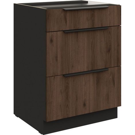 Küchen Unterschrank 60 cm Küche MONZA Okapi Nußbaum Soft-Close Küchenzeile (1/5)