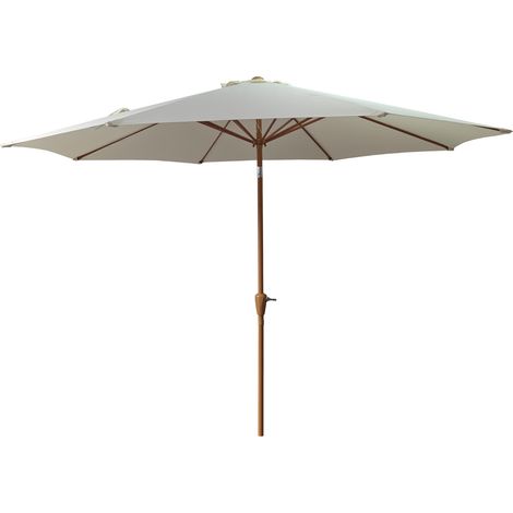 Gerader Sonnenschirm HAPUNA rund 3,30m Durchmesser beige und Holzeffekt