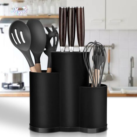 Nuevo estante para guardar cuchillos y utensilios de cocina, con almacenamiento integrado para cuchillos y platos (blanco). (1/5)