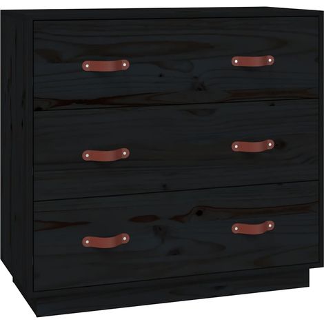 Maison Exclusive - Credenza Nera 80x40x75 cm in Legno Massello di Pino