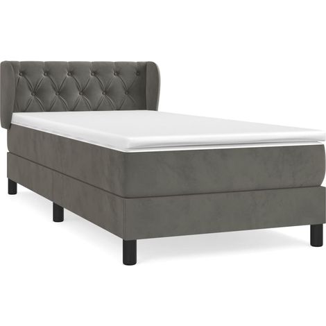 Sommier à lattes de lit et matelas Gris foncé 80x200 Velours (1/5)