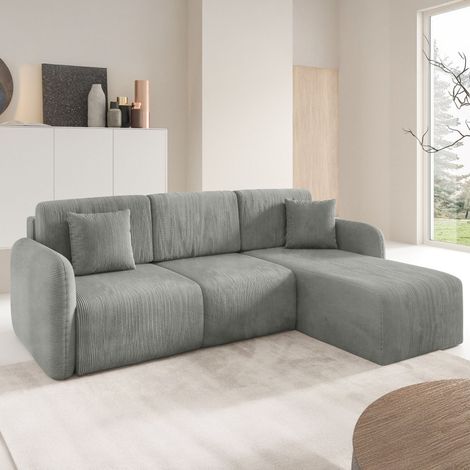Sofá Cama con Chaise Longue Ranco, Almacenamiento, Reversible, Reclinable, 245x185 cm Gris (1/5)
