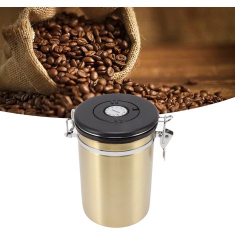 Boîte hermétique en acier inoxydable 304 pour café, fruits secs, thé, céréales, 1,8 L, avec cuillère intégrée (1/5)