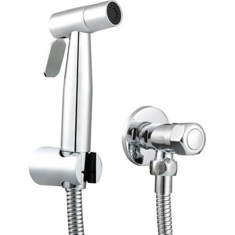 Douchette WC Kit Complet Acier Inox Douchette Toilette Eau Froide avec Flexible, Support, Chromé Z-V-D (1/5)