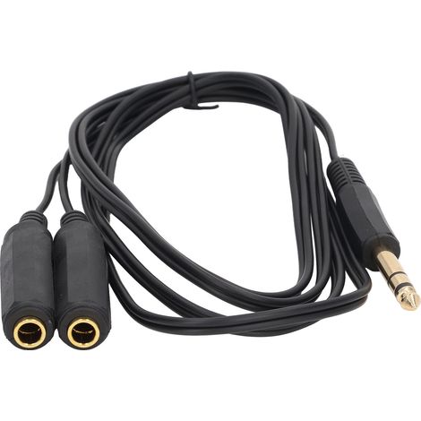 Câble répartiteur en Y pour microphone de 1,8 m, adaptateur de câble stéréo pour haut-parleur avec prise mâle TRS 6,35 mm vers double prise femelle 6,35 mm (1/5)