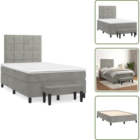 Boxspringbett mit Matratze Hellgrau 120x190 cm Samt - Samtbett - Boxspringbett - Doppelbett - Bettauflage - Schlafsystem (1/5)