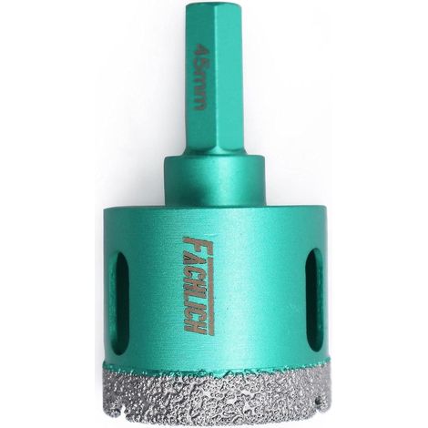 Couronne diamant 45mm pour carrelage, granit, marbre, avec queue hexagonale (1/5)