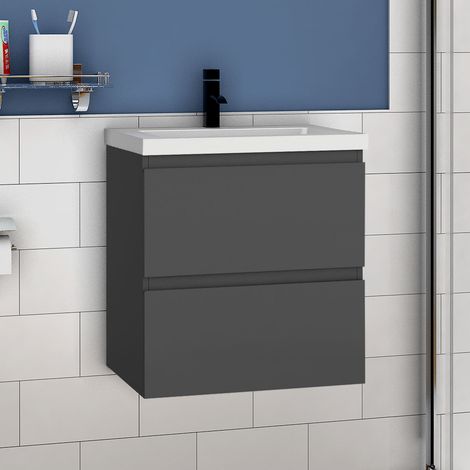 Waschtisch mit Unterschrank Waschbecken Unterschrank Badmbel Set UV-gelt 50x38.5x52cm Anthrazit (1/5)