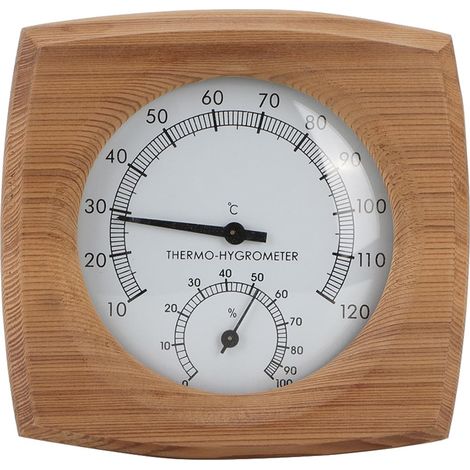 Thermomètre et hygromètre en bois massif, accessoires de sauna (1/5)
