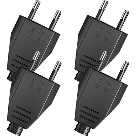 (Noir)4 Pièces Fiche Européenne Plate, Prise Electrique Male 250V 2.5A, Fiche Euro Schuko Fiche D'alimentation Domestique Décorative à Encastrer ou à Remplacer