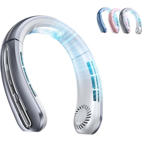 Airhalo Tragbarer Nackenventilator, Airhalort Nackenventilator, Leicht, Wiederaufladbar und ohne Rotorblätter, Ideal für Reisen und Outdoor-Sportaktivitäten (grau) (1/2)