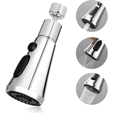 Kitchen Sink Faucet Sprayer, 360° Swivel Faucet Aerator, 3-Mode Kitchen Faucet Aerator Spout for FM22 Kitchen Faucet (Silver) (1/5)