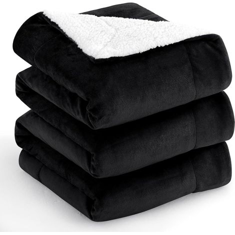 Couverture Sherpa Douce et Chaude 220x240 cm Noir (1/5)