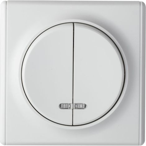 Interrupteur double encastré avec témoin LED – Installation facile – Compatible plaques Florence – Plastique blanc – Warm-On