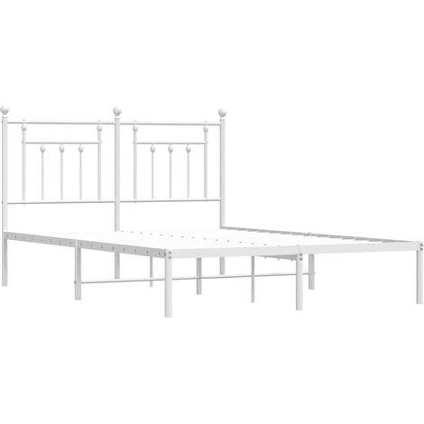 Estructura cama sin colchón con cabecero metal blanco 150x200cm vidaXL (1/4)