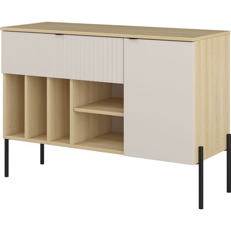 Cómoda Levtenu 113, Roble + Cachemira, Con cajones y puertas, Número de cajones: 0, 75x105x40cm