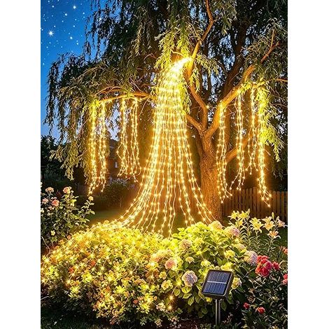 Solar Fairy Lights 2 m 200 LED with Transformer, Timer, 8 Light Modes Waterfall Waterproof Garland for Wall Table, Terrace, Garden, Plants, Balcony, Outdoor, Decoration (1/5)