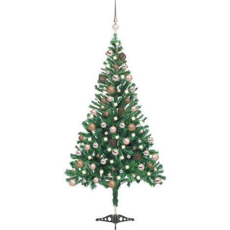 Arbre de Noël artificiel  Sapin de Noël  Décoration de Fête de Noël avec LED et boules 180 cm 564 branches ETJTE710277 (1/5)