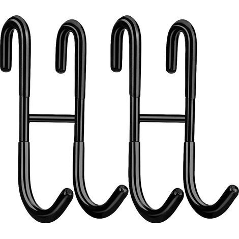 Perchas para baño, juego de 2, acero inoxidable, 12x5x6 cm, negras (1/5)