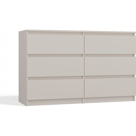 Cómoda moderna grande con 6 cajones, color cachemir - beige elegante, construcción sólida, perfecta para la sala de estar, el dormitorio y la habitación infantil. (1/4)