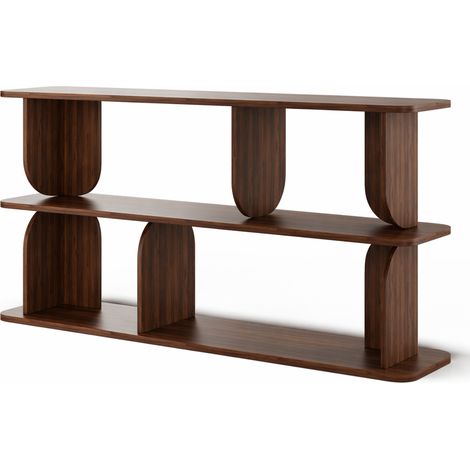 Mobile Libreria Con 4 Vani A Giorno E 3 Ripiani Design Minimal Moderno Per Soggiorno Corridoio Studio Ufficio In Melaminico 160 X 74 X 34 Cm Noce (1/5)