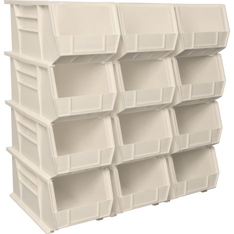 Lot de 12 bacs de rangement empilables en plastique pour garage, garde-manger, organisation artisanale, 27,9 x 12,7 x 12,7 cm, rouge (1/5)