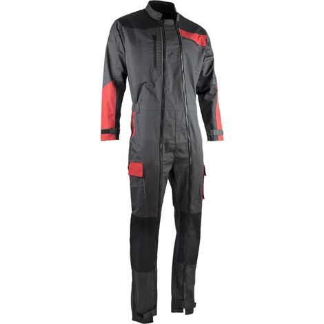 Combinazione di lavoro a doppia zip tricolore LMA SESAME Grigio / Rosso M