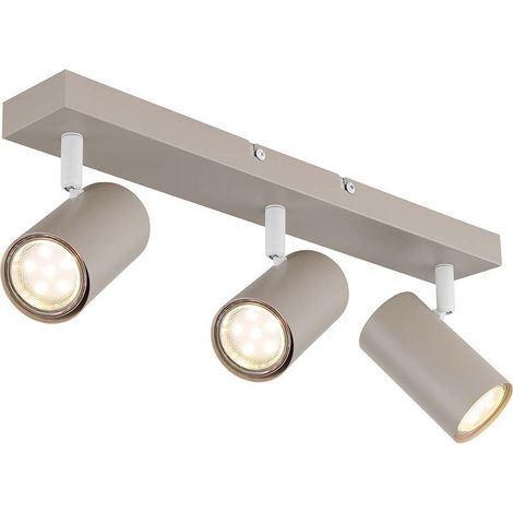 Lampe de plafond Spot de plafond 3 flammes GU10 sable Lampe de salon, orientable, métal, 3x GU10, LxlxH 41x6x12 cm (1/5)